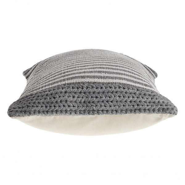 20" X 20" Gray And Ivory 100% Cotton Striped Zippered Pillow N270-517179