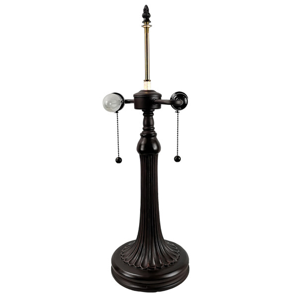 24" Dark Brown Metal Two Light Candlestick Table Lamp With Orange Shade N270-478131