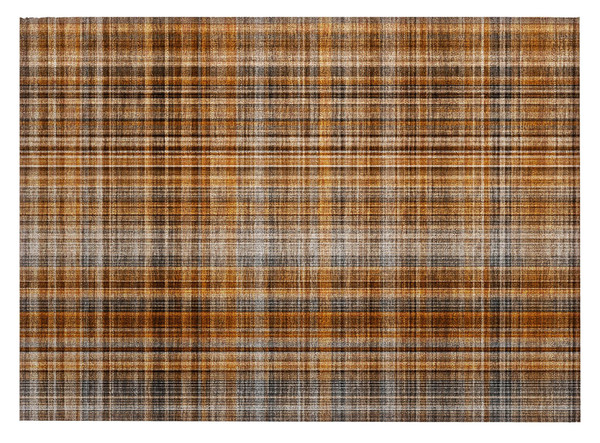 2' X 3' Orange Brown and Gray Plaid Washable Non Skid Indoor Outdoor Area Rug N270-561939