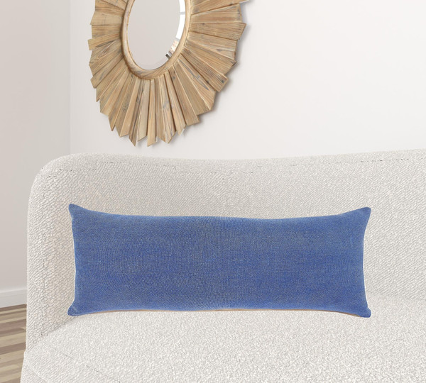 14" X 36" Classic Blue 100% Cotton Zippered Pillow N270-517394