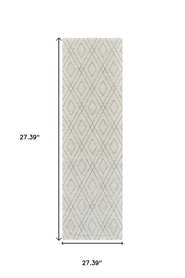 8' Beige and Gray Abstract Non Skid Runner Rug N270-559078