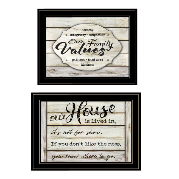 Set Of Two Family Values 2 Black Framed Print Wall Art N270-406147