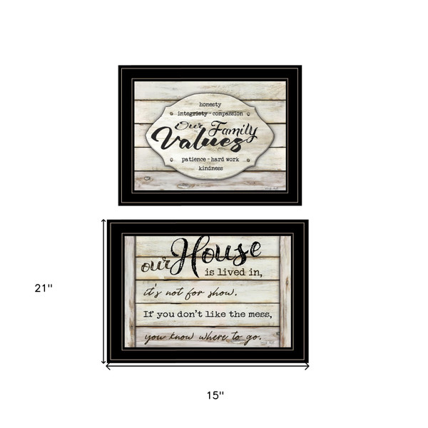 Set Of Two Family Values 2 Black Framed Print Wall Art N270-406147