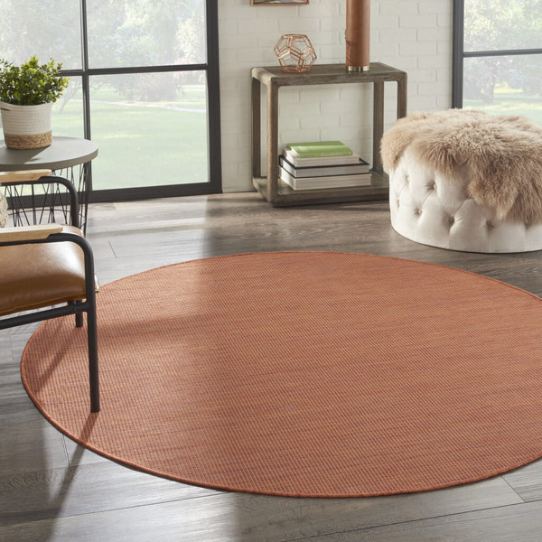 6' Rust Round Power Loom Area Rug N270-522587