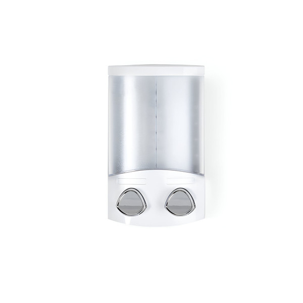 White Heavy Duty Plastic Two Chamber Wall Mount Soap Dispenser N270-571509