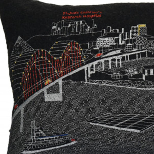 35" Black Memphis Nighttime Skyline Lumbar Decorative Pillow N270-482581
