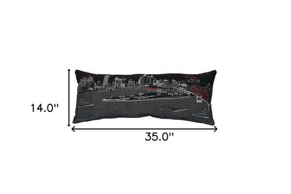 35" Black Memphis Nighttime Skyline Lumbar Decorative Pillow N270-482581
