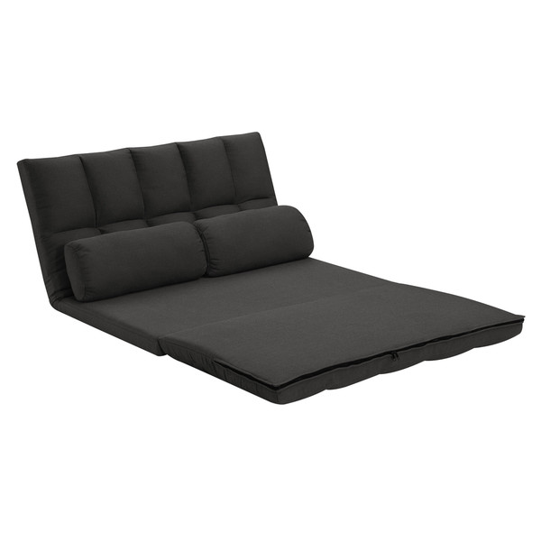45" Gray Futon Convertible Sleeper Loveseat and Toss Pillows N270-526470
