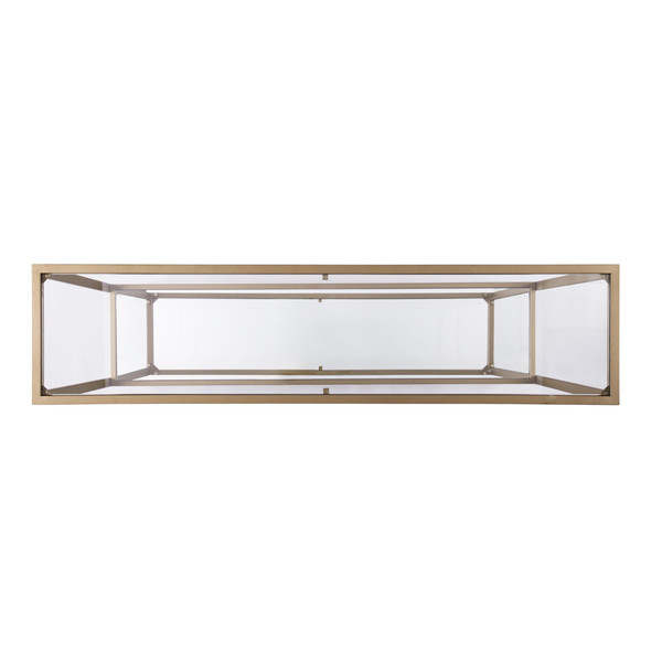 52" Clear and Gold Glass Mirrored Sled Console Table With Shelves N270-402371