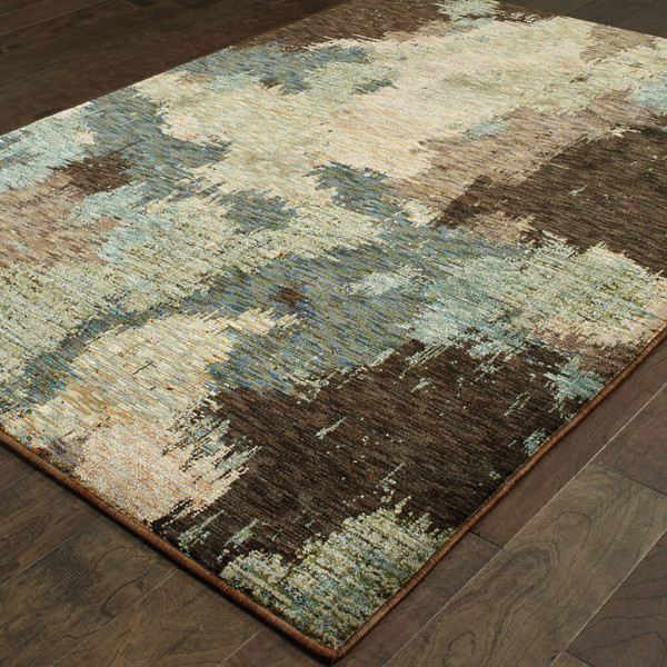 2' X 3' Blue and Ivory Abstract Power Loom Area Rug N270-510510