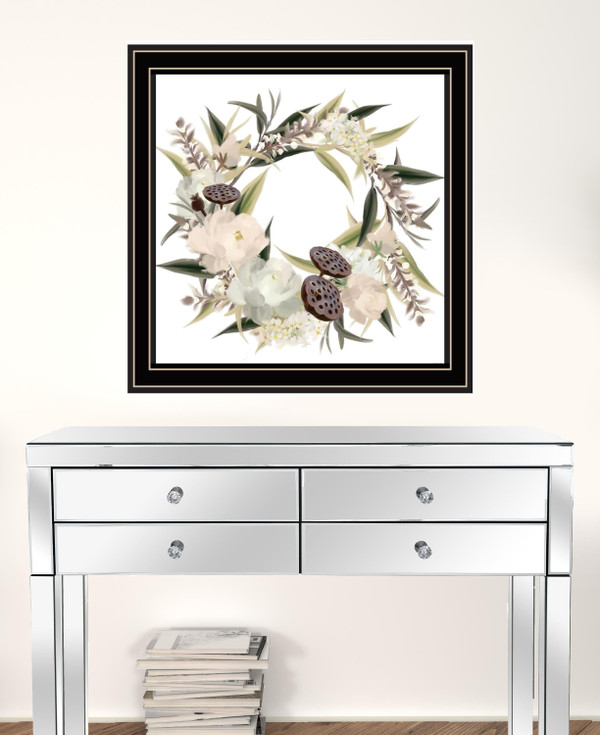 Set Of Two BOHO Pumpkins and Flowers 1 Black Framed Print Wall Art N270-408202