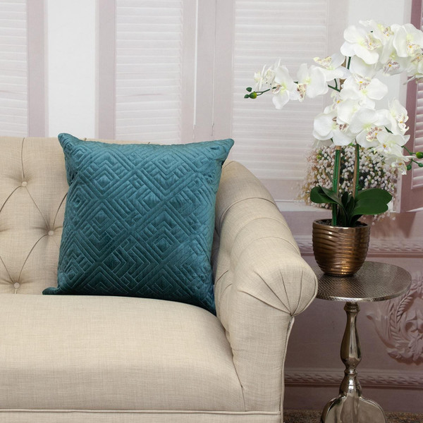 20" Teal Cotton Blend Throw Pillow N270-402862