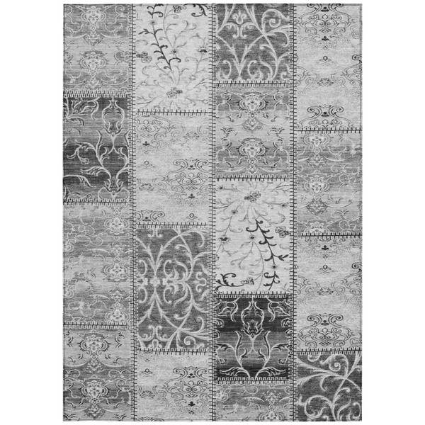 8' X 10' Gray Patchwork Washable Non Skid Indoor Outdoor Area Rug N270-563553