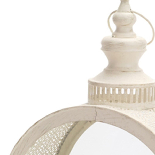 18" Ivory Metal Ornate Floor Lantern Candle Holder N270-517586