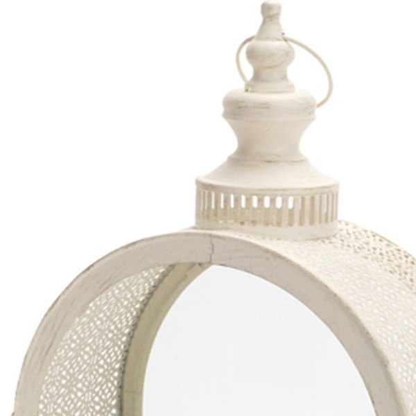 18" Ivory Metal Ornate Floor Lantern Candle Holder N270-517586