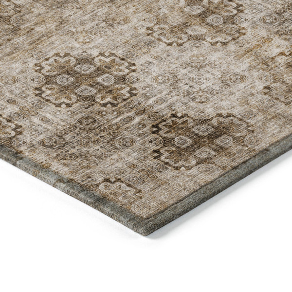 5' X 8' Taupe Floral Medallion Washable Non Skid Indoor Outdoor Area Rug N270-562993