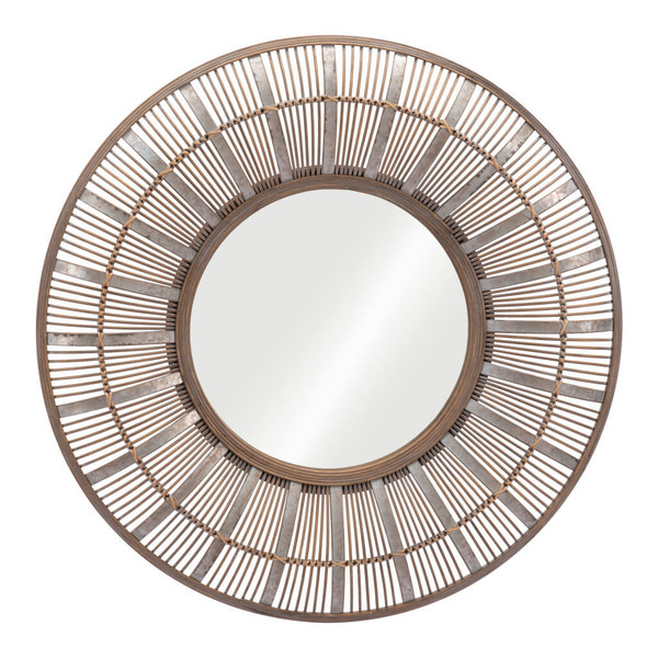 32" Brown Round Accent Mirror N270-524079