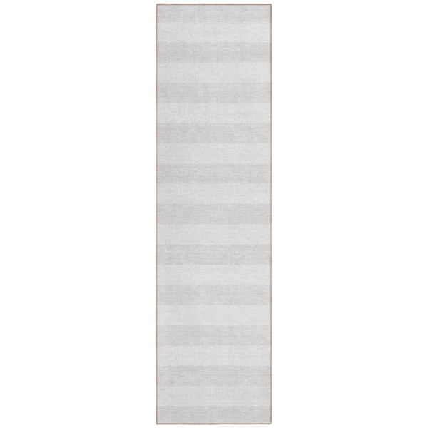 2' X 8' Ivory Striped Washable Indoor Outdoor Runner Rug N270-560853