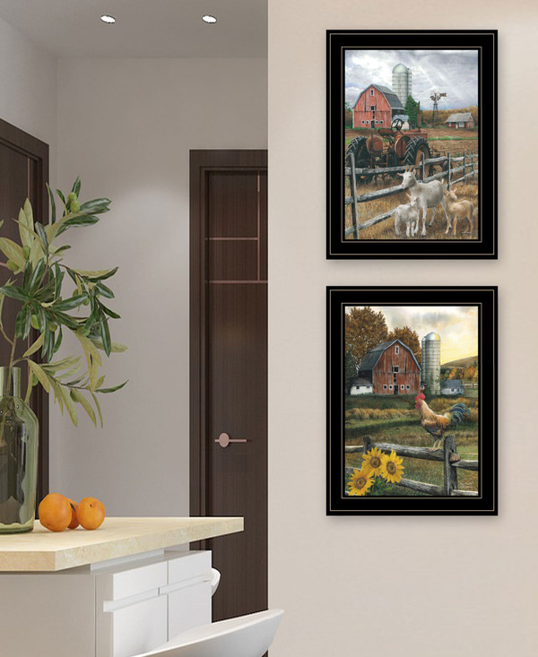 Set Of Two Farm Life Black Framed Print Wall Art N270-407961
