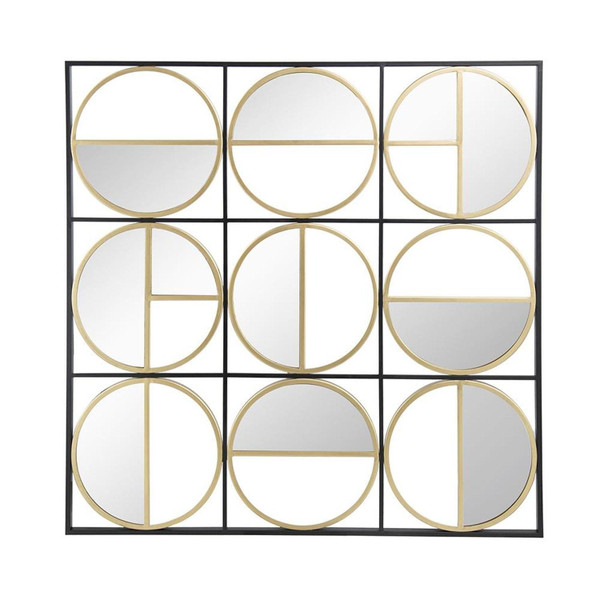 36" Black and Gold Square Iron Framed Accent Mirror N270-485109