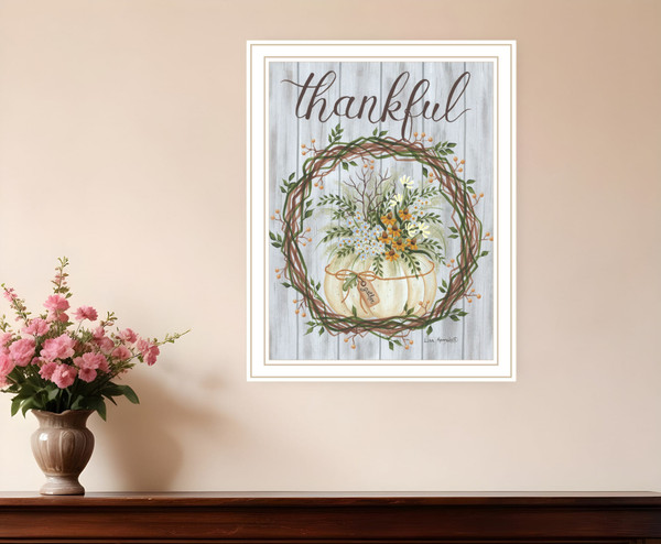 Thankful Wreath White Framed Print Wall Art N270-529988