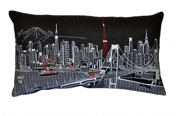14" X 24" Black Gray and White Hometown Pride Wool Lumbar Throw Pillow N270-482524