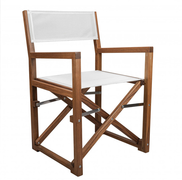 23" White and Natural Wood Solid Wood Indoor Outdoor Director Chair N270-476338