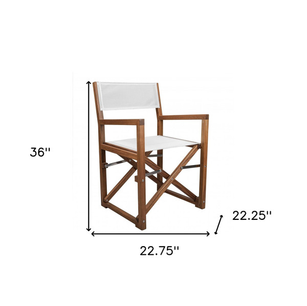 23" White and Natural Wood Solid Wood Indoor Outdoor Director Chair N270-476338