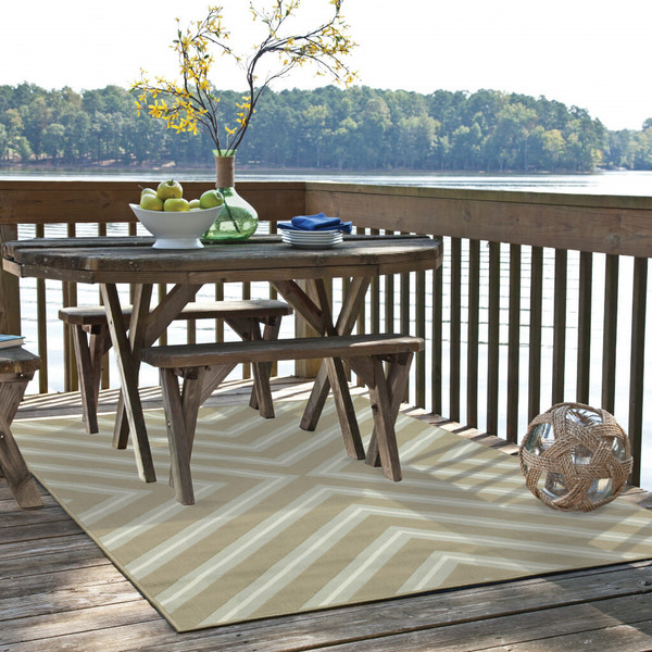 9' X 13' Blue and Gray Geometric Stain Resistant Indoor Outdoor Area Rug N270-507294