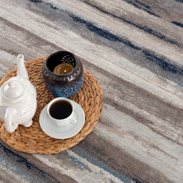 8' Blue Striped Runner Rug N270-390280