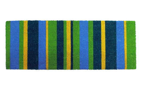18" X 48" Green and Black Coir Striped Outdoor Door Mat N270-555517