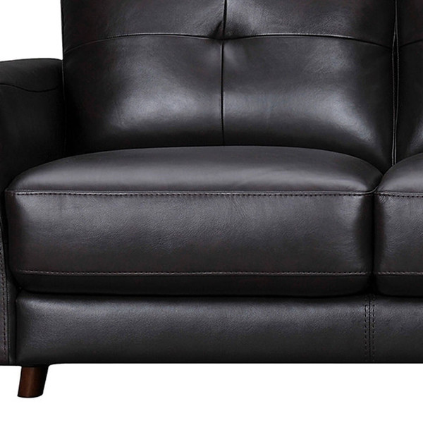 82" Black Leather Sofa With Brown Legs N270-546416