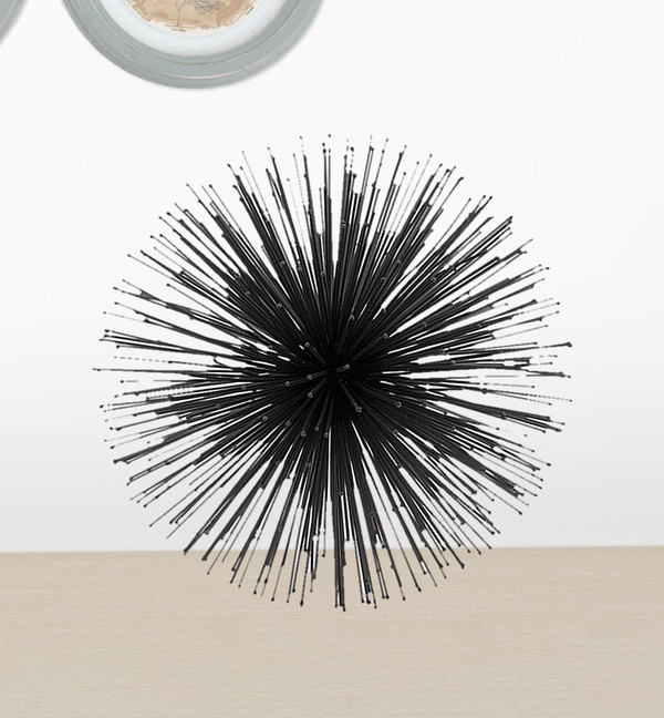 10" Black Iron Decorative Orb Tabletop Sculpture N270-480034