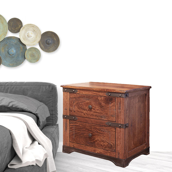 29" Wood Brown Two Drawer Nightstand N270-527057