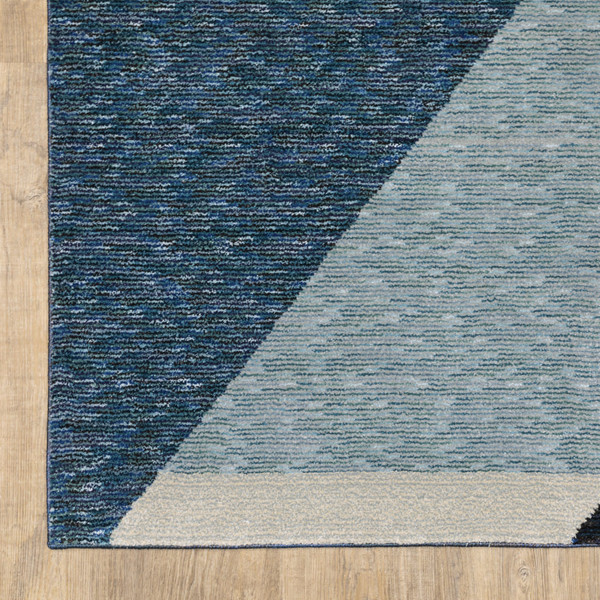 7' X 10' Blue Purple Grey and Teal Geometric Power Loom Area Rug N270-510842