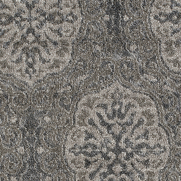 6' Charcoal and Gray Medallion Power Loom Round Rug N270-531823