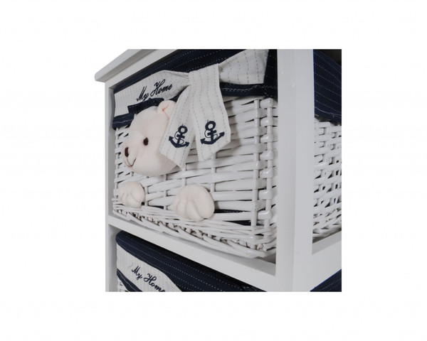 12.5" X 16" X 25" White Blue  Portable 2 Drawers N270-364165