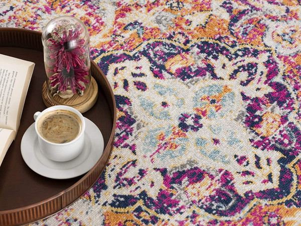 2' X 5' Blue and Beige Medallion Area Rug N270-392999