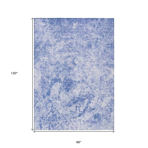 8' X 10' Blue Abstract Washable Non Skid Indoor Outdoor Area Rug N270-562665