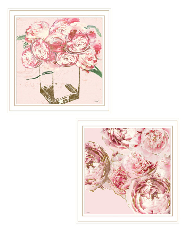 Set Of Two The Peonies 2 White Framed Print Wall Art N270-408049