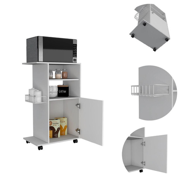 Contemporary White Rolling Kitchen Cart N270-477879