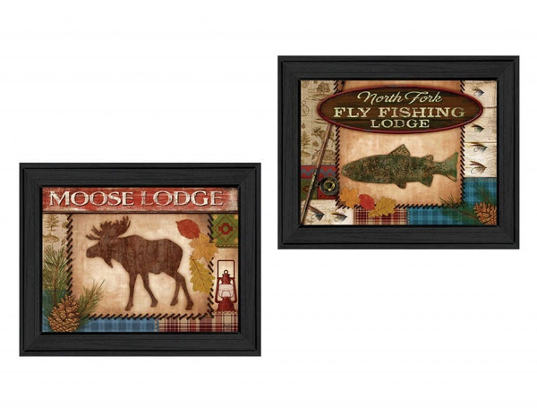 Set Of Two Lodge I Black Framed Print Wall Art N270-405675