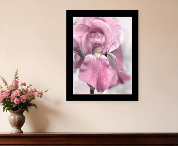 Pink Iris Black Framed Print Wall Art N270-530021