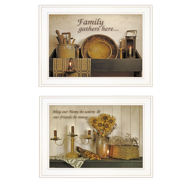 Set Of Two May Our Hearts Be warm 1 White Framed Print Kitchen Wall Art N270-407112