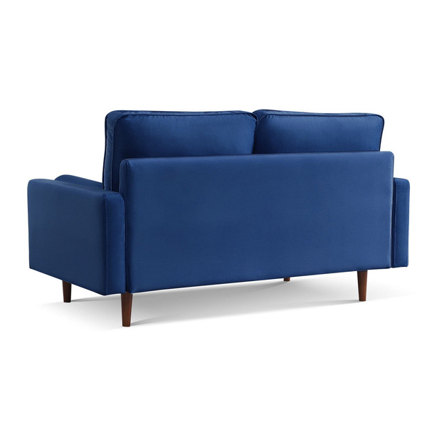 69" Blue Velvet Sofa And Toss Pillows With Dark Brown Legs N270-543706