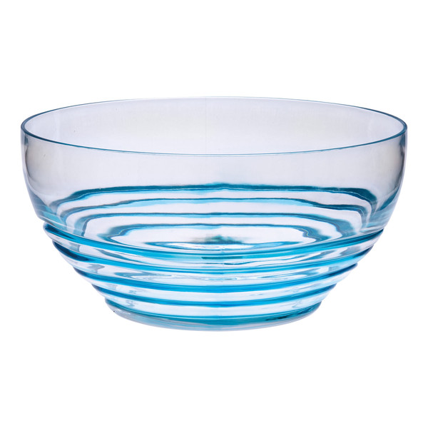10" Clear and Blue Swirl Acrylic Round Salad Bowl N270-520892