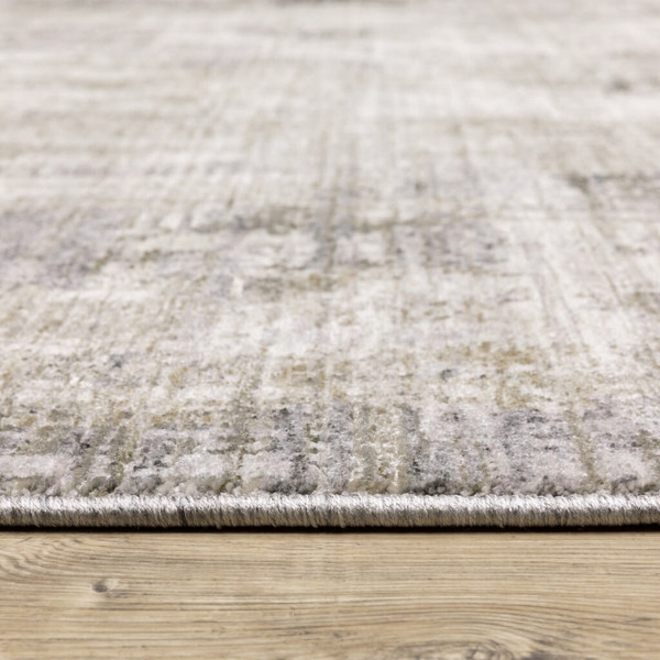 2' X 8' Grey Beige Charcoal Brown Tan And Ivory Abstract Power Loom Stain Resistant Runner Rug N270-509595