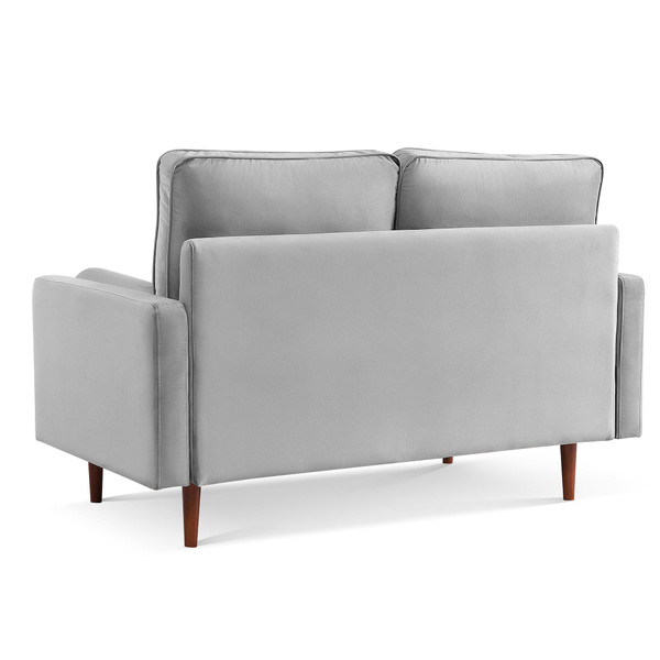 57" Gray And Dark Brown Velvet Loveseat and Toss Pillows N270-543711