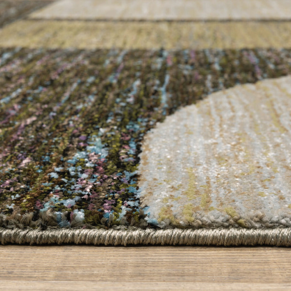 3' X 5' Blue and Beige Geometric Power Loom Area Rug N270-510819