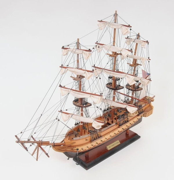 20" Wood Brown 1797 USS Constitution Hand Painted Decorative Boat N270-401949